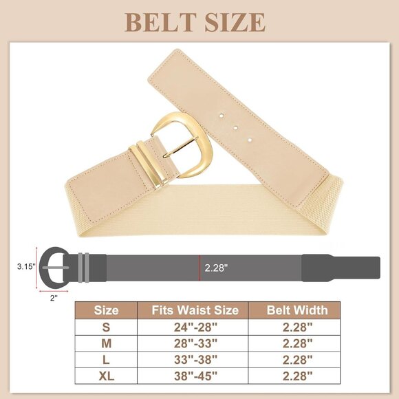 ⚡Golden Women Wide Elastic Waist Belt for Dresses Fashion Gold Buckle Stretchy - Picture 5 of 7